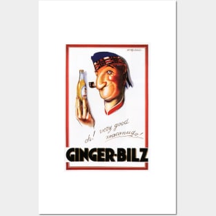 GINGER BILZ Vintage Soda Beverage Advertisement by Achille Mauzan Lithograph Posters and Art